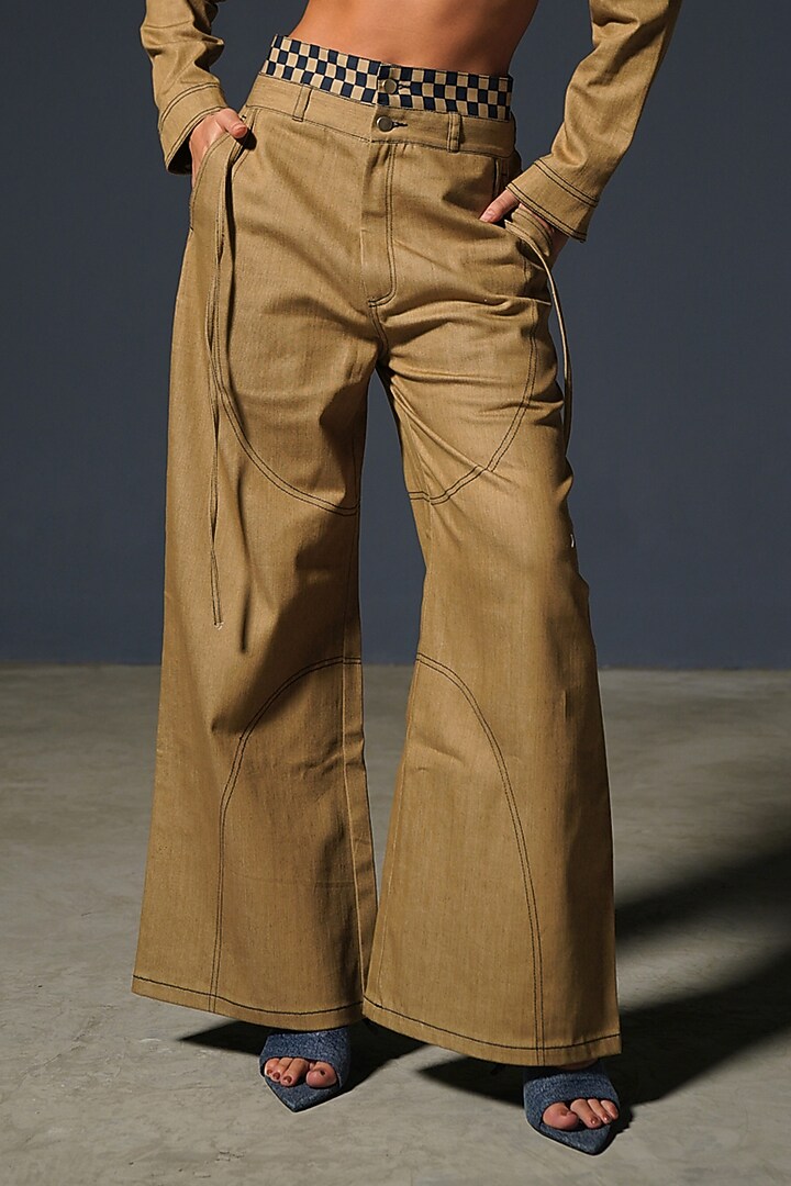 Camel Brown Denim Co-Ord Set by Priyanca Khanna at Pernia's Pop Up Shop