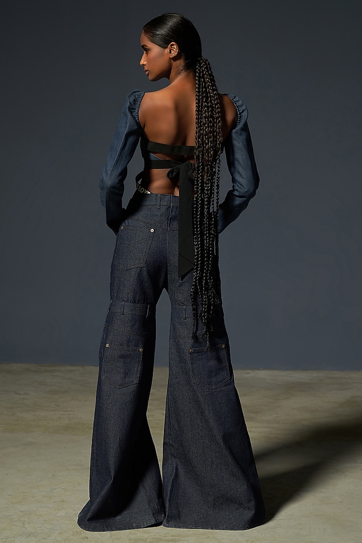 Midnight Blue Denim Bustier by Priyanca Khanna at Pernia's Pop Up Shop