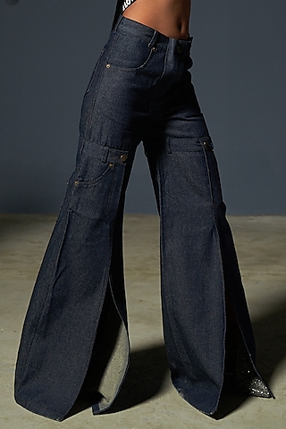 Dark Blue Denim Pants by Priyanca Khanna