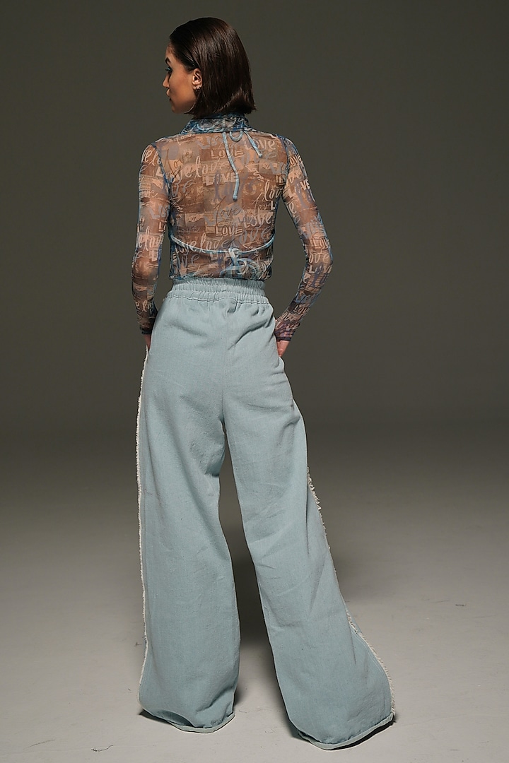 Light Blue Denim High-Waist Pants by Priyanca Khanna at Pernia's Pop Up Shop