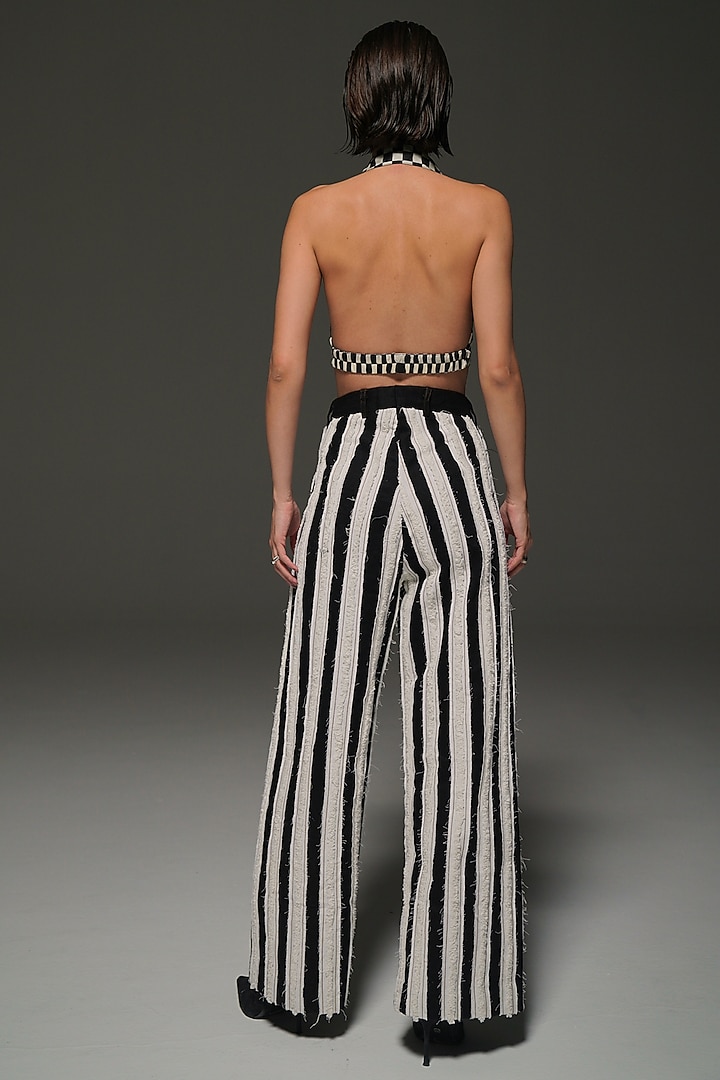 Black & White Denim Striped Pants by Priyanca Khanna at Pernia's Pop Up Shop