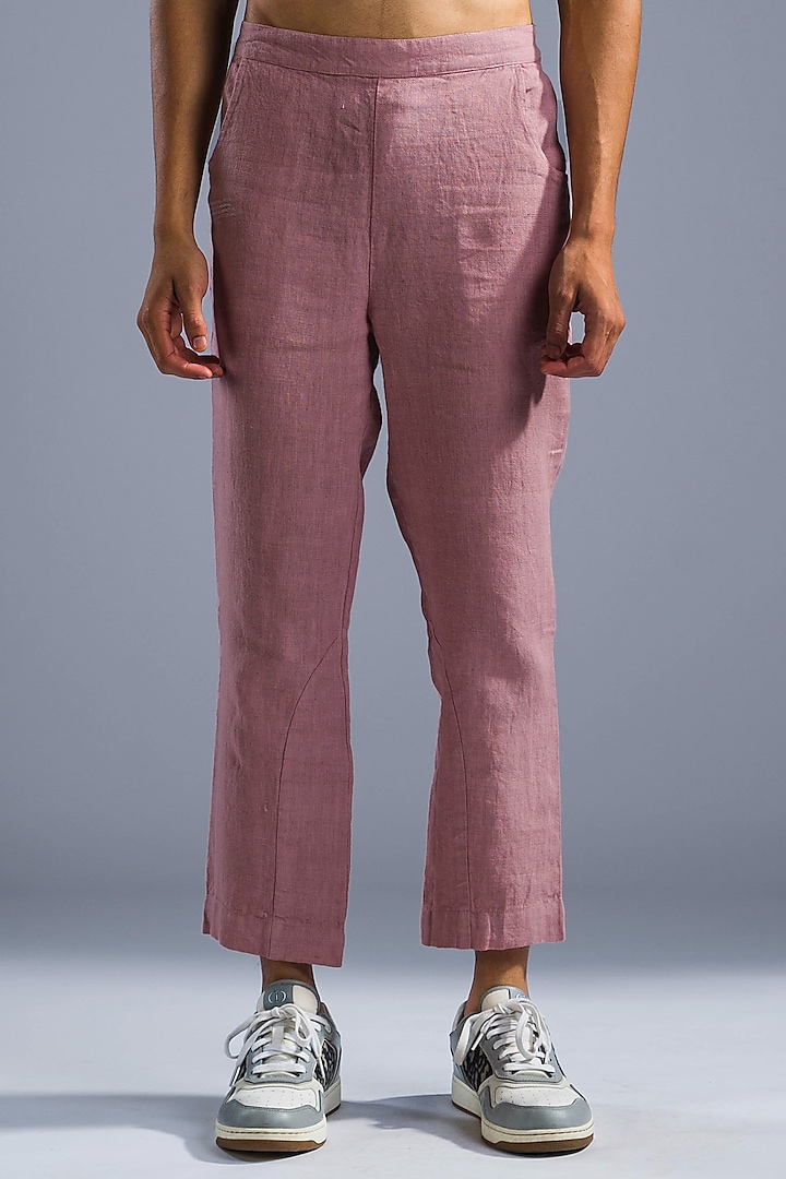 Dusty Pink Organic Linen Pants by Primal Gray Men
