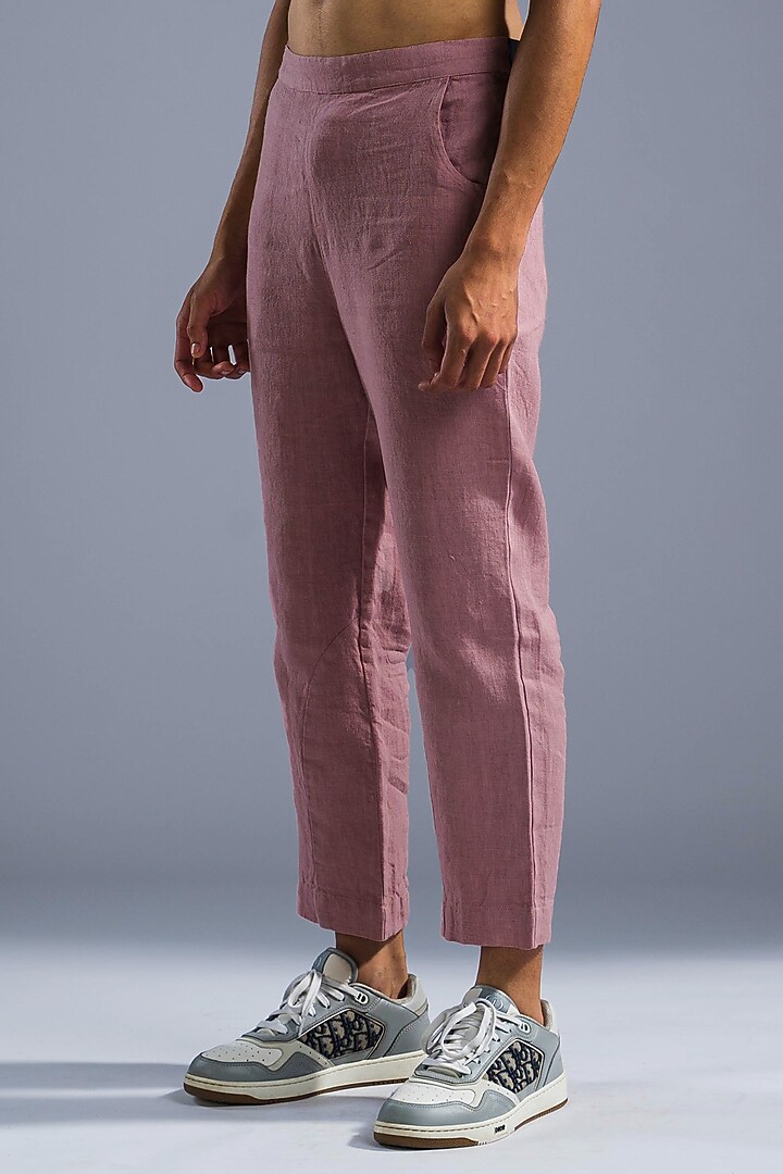 Dusty Pink Organic Linen Pants by Primal Gray Men at Pernia's Pop Up Shop