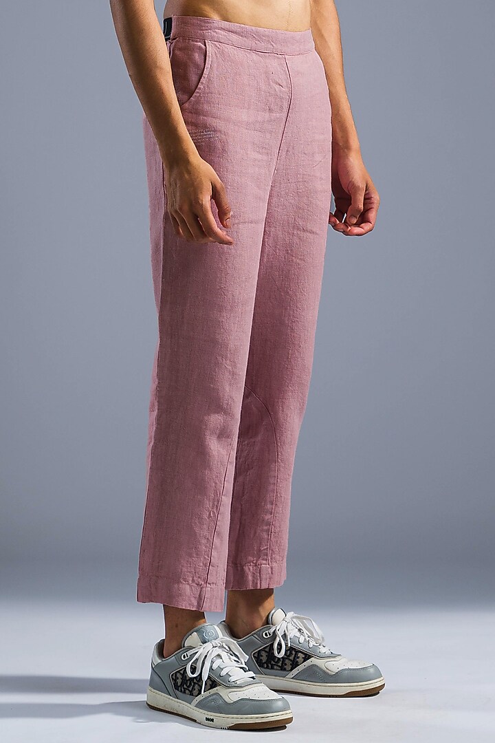 Dusty Pink Organic Linen Pants by Primal Gray Men at Pernia's Pop Up Shop
