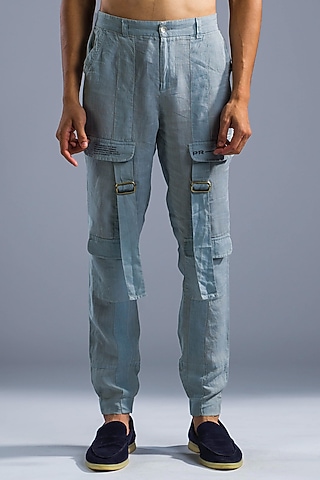 Ice Blue Organic Linen Pants by Primal Gray Men