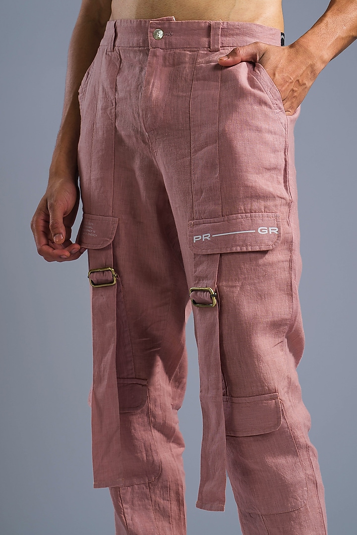 Dusty Pink Organic Linen Pants by Primal Gray Men at Pernia's Pop Up Shop