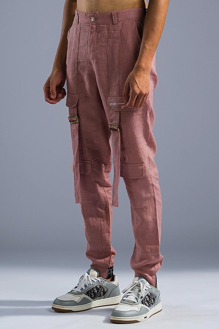 Dusty Pink Organic Linen Pants by Primal Gray Men at Pernia's Pop Up Shop
