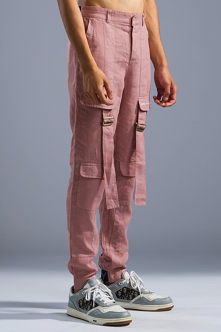 Dusty Pink Organic Linen Pants by Primal Gray Men at Pernia's Pop Up Shop