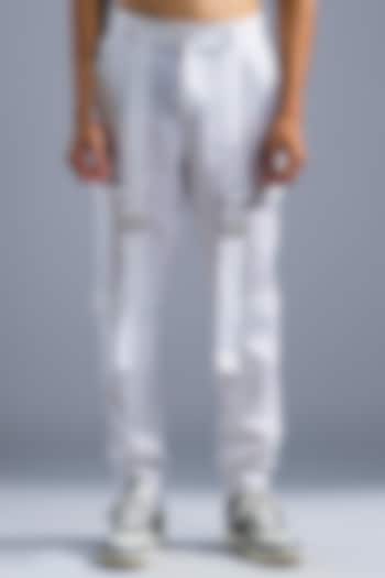 White Organic Linen Pants by Primal Gray Men at Pernia's Pop Up Shop