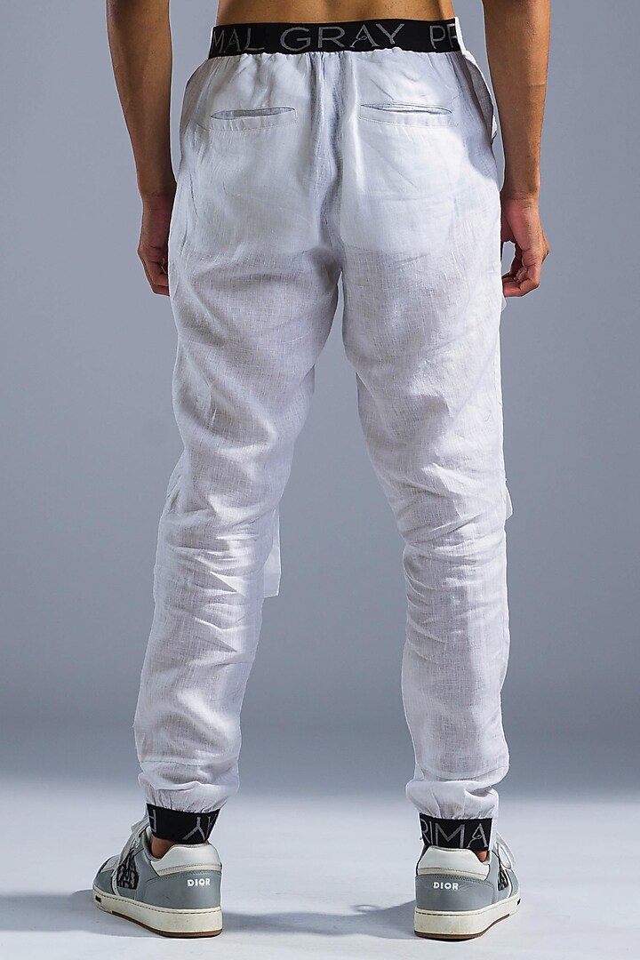 White Organic Linen Pants by Primal Gray Men at Pernia's Pop Up Shop