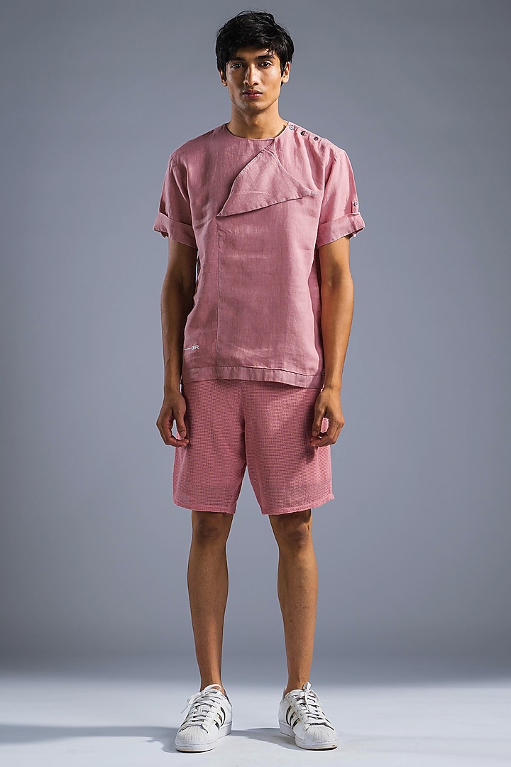 Dusty Pink Organic Linen Summer Shirt by Primal Gray Men at Pernia's Pop Up Shop