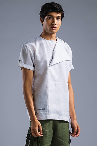White Organic Linen Shirt by Primal Gray Men
