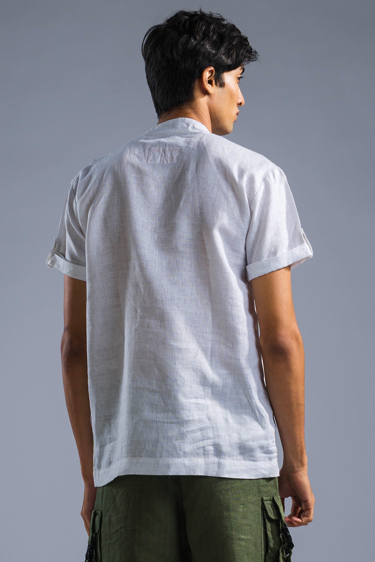 White Organic Linen Shirt Design by Primal Gray Men at Pernia's