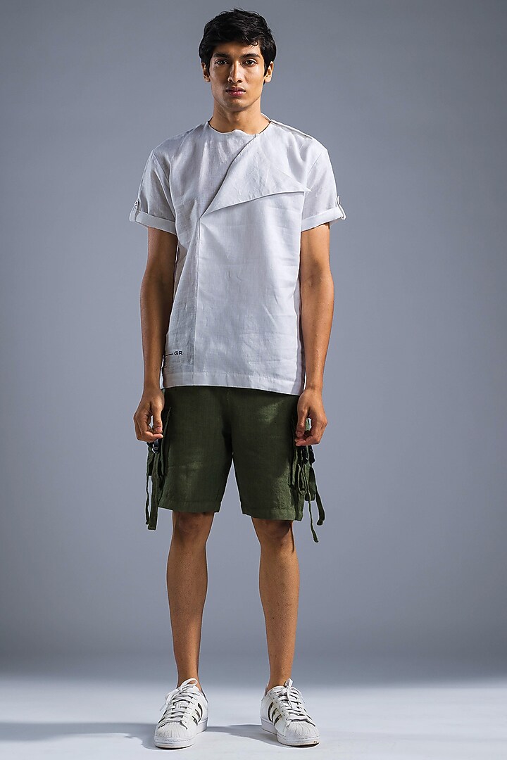 White Organic Linen Summer Shirt by Primal Gray Men at Pernia's Pop Up Shop