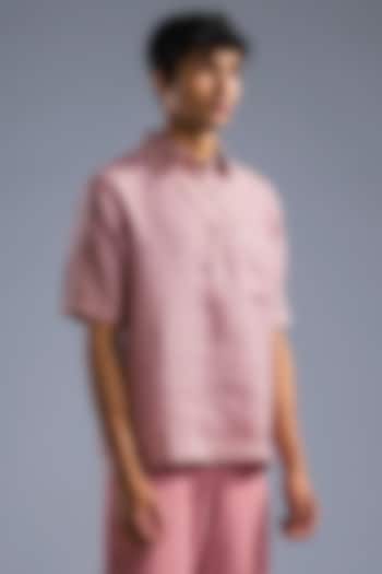 Dusty Pink Organic Linen Oversize Kimono Shirt by Primal Gray Men