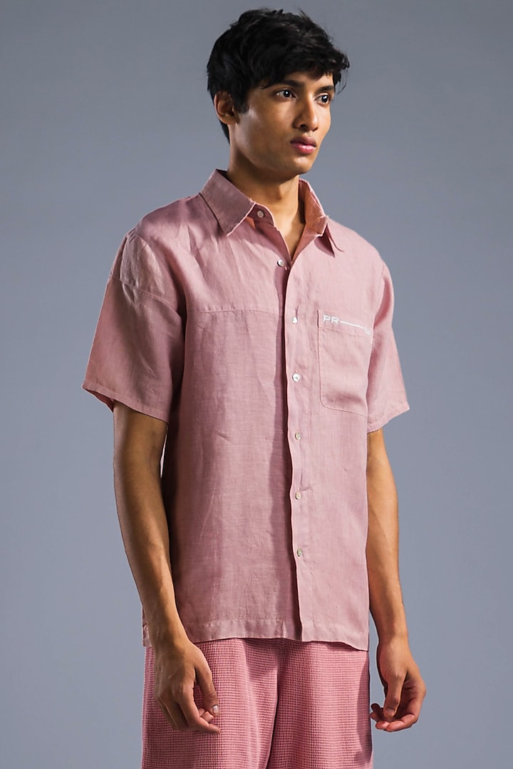 Dusty Pink Organic Linen Oversize Shirt by Primal Gray Men
