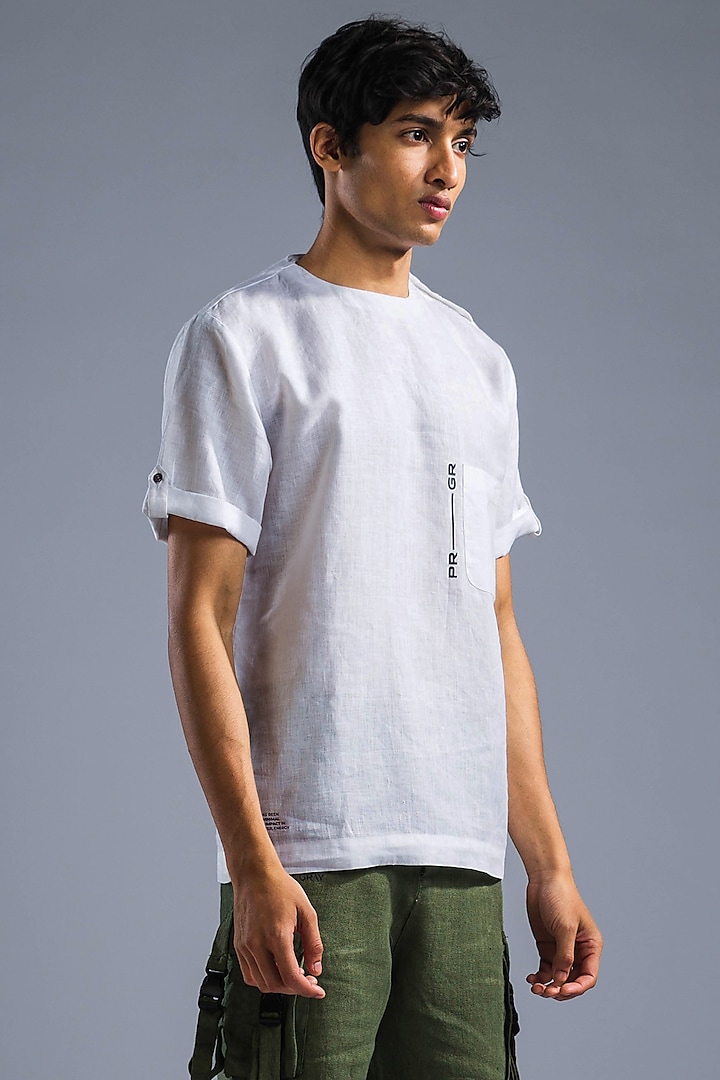 White Organic Linen Shirt by Primal Gray Men