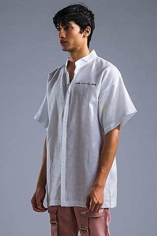 White Organic Linen Shirt by Primal Gray Men