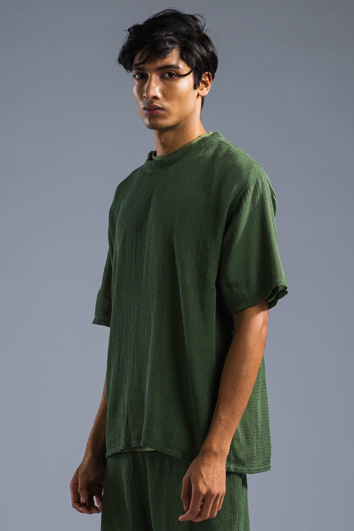 Netr T Shirt Green Cotton Modal Blend & Cotton Net T-Shirt by Primal Gray Men at ...