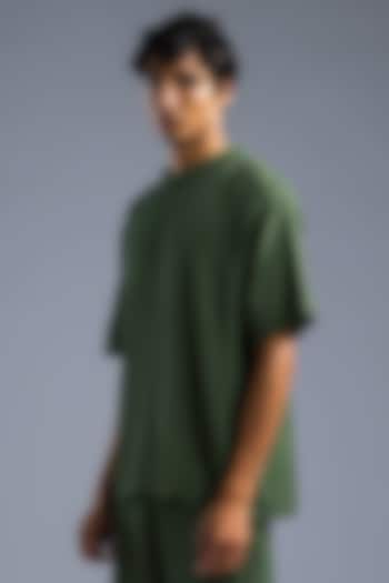 Green Cotton Modal Blend & Cotton Net T-Shirt by Primal Gray Men