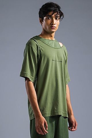 Green Organic Cotton Modal T-Shirt by Primal Gray Men