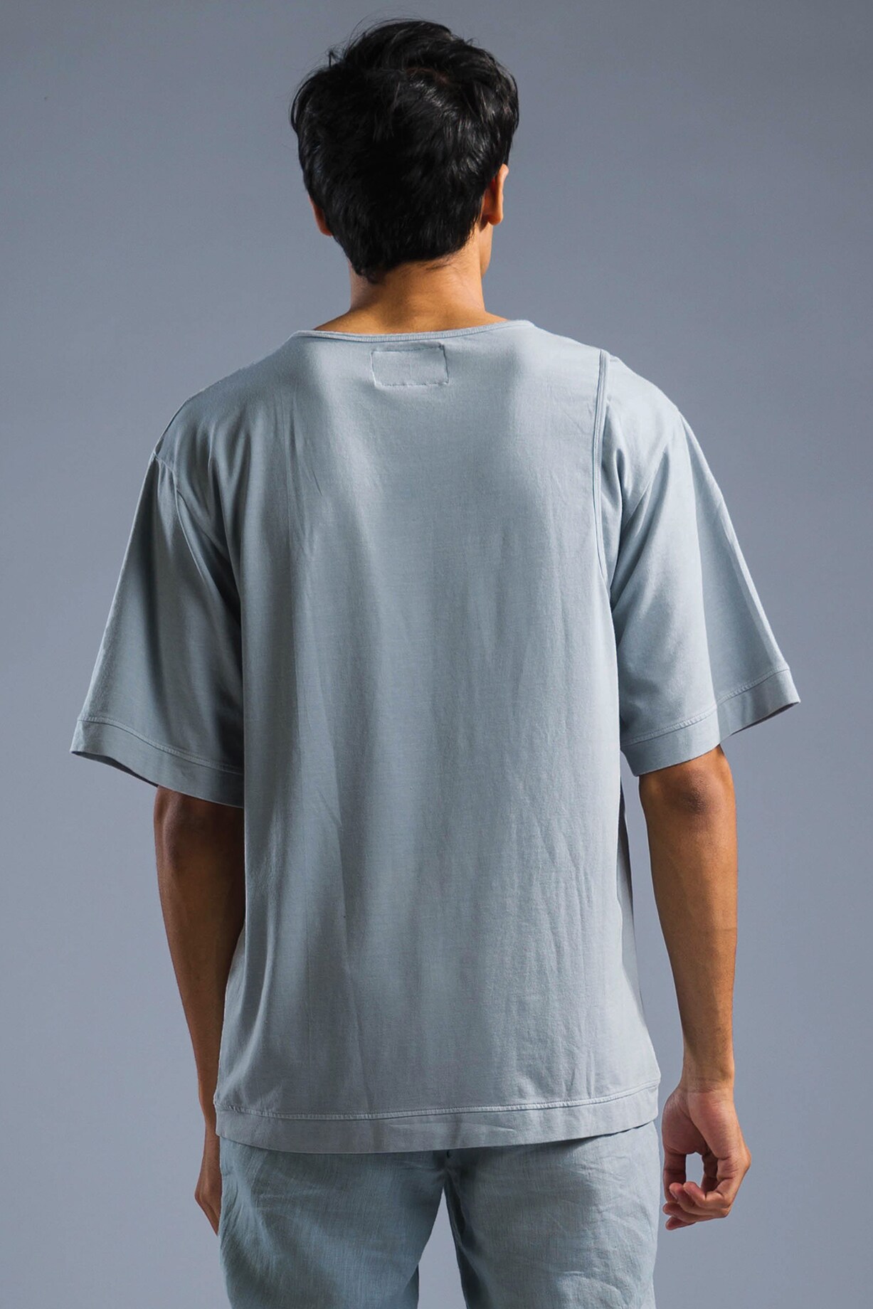 Buy Primal Gray Men Ice Blue Organic Cotton Modal TShirt at Pernia