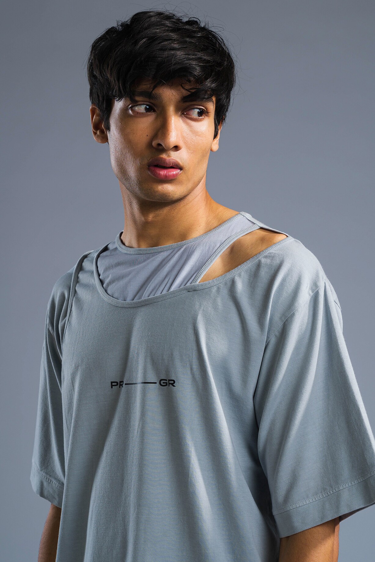 Buy Primal Gray Men Ice Blue Organic Cotton Modal TShirt at Pernia