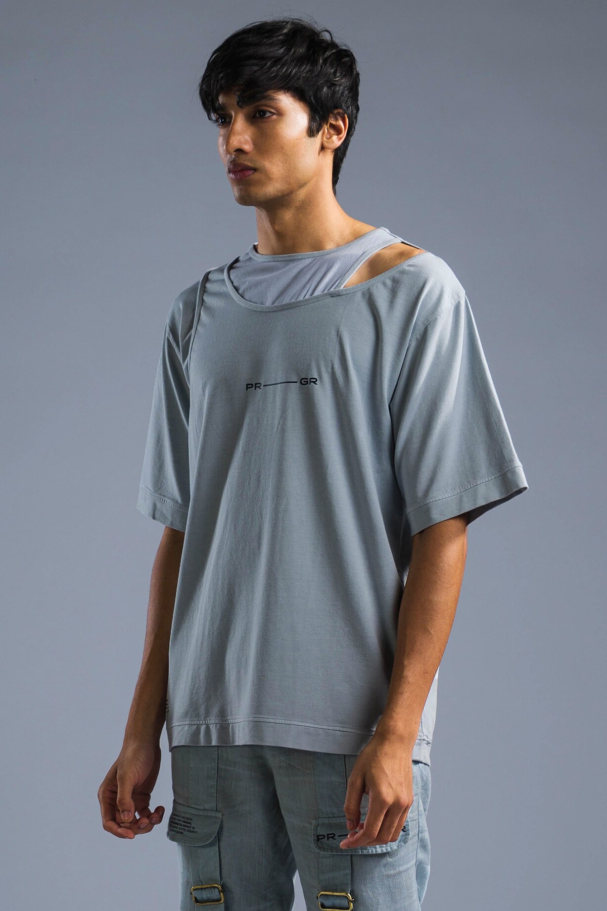 Buy Primal Gray Men Ice Blue Organic Cotton Modal TShirt at Pernia