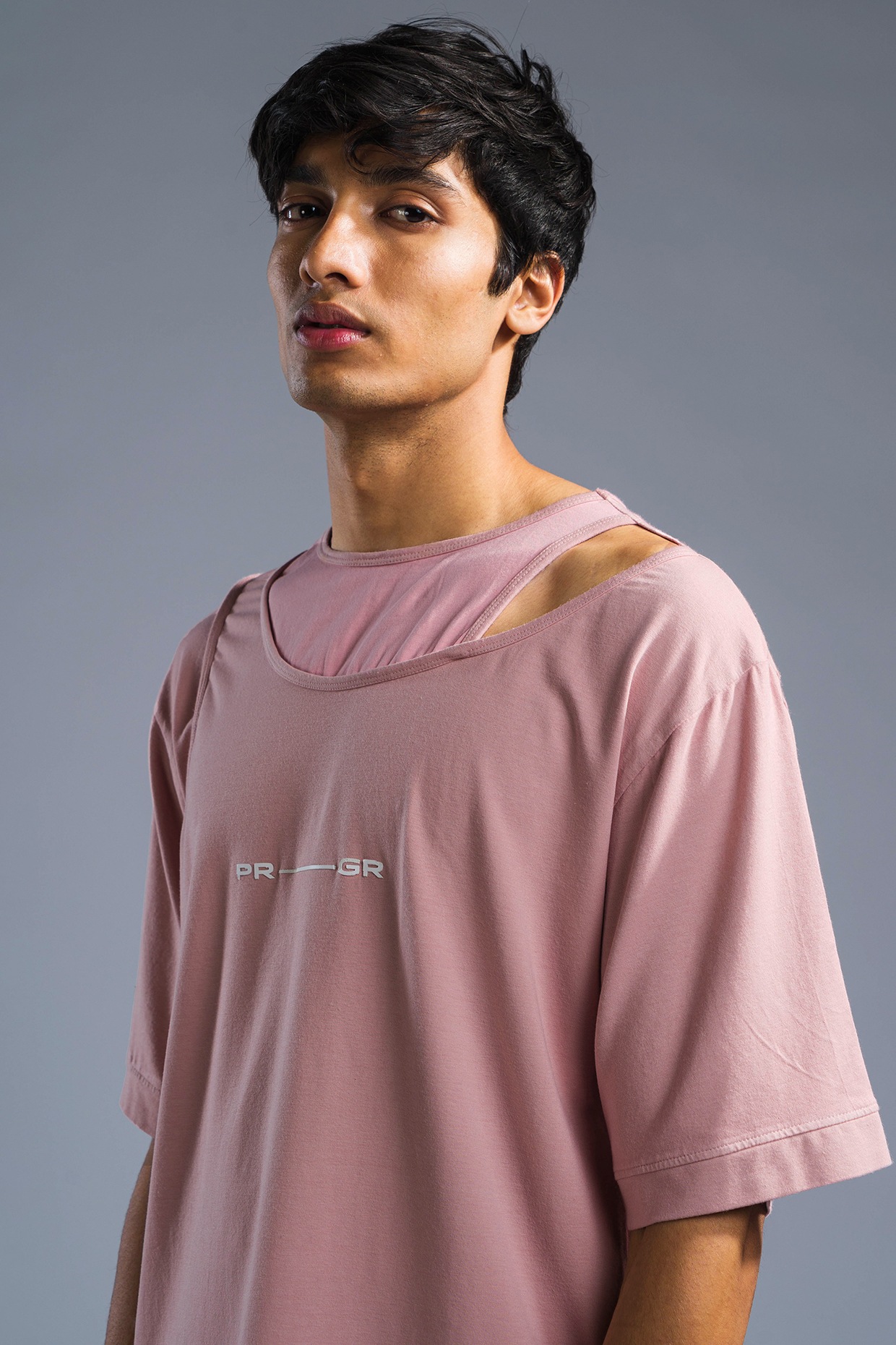 Dusty Pink Cotton Terry Kimono T Shirt Design by Primal Gray Men