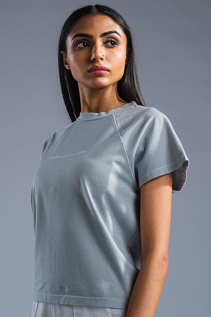 Ice Blue Cotton Modal T-Shirt by Primal Gray