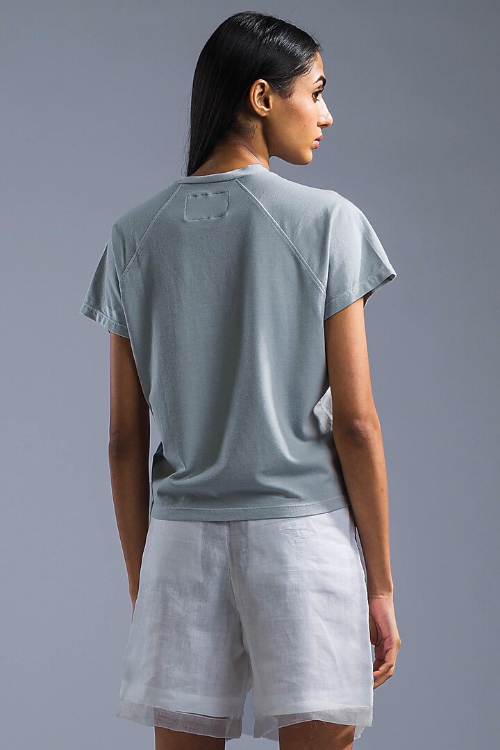 Ice Blue Cotton Modal T-Shirt by Primal Gray at Pernia's Pop Up Shop