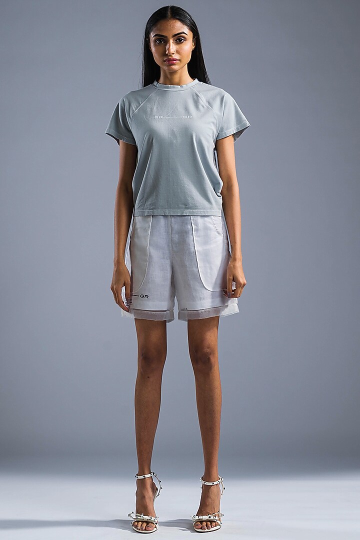 Ice Blue Cotton Modal T-Shirt by Primal Gray at Pernia's Pop Up Shop