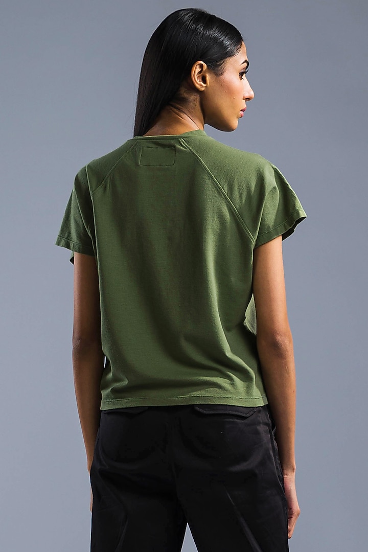 Green Cotton Modal T-Shirt by Primal Gray at Pernia's Pop Up Shop