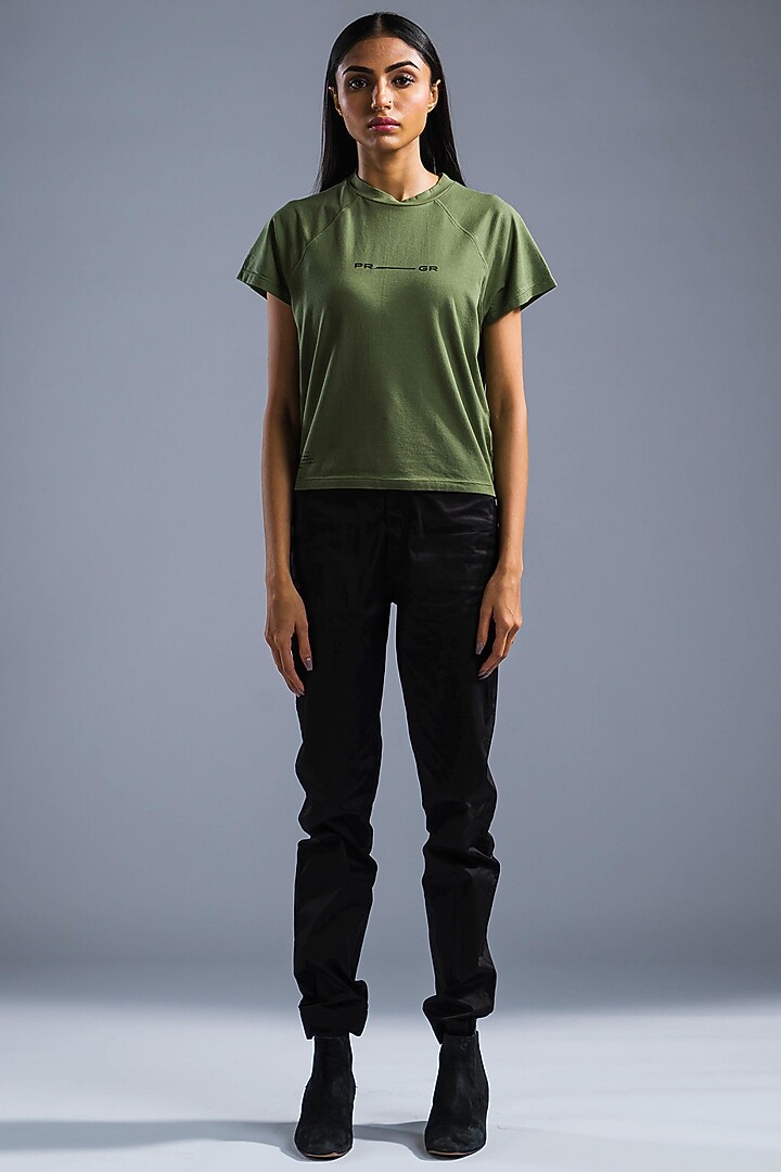 Green Cotton Modal T-Shirt by Primal Gray at Pernia's Pop Up Shop