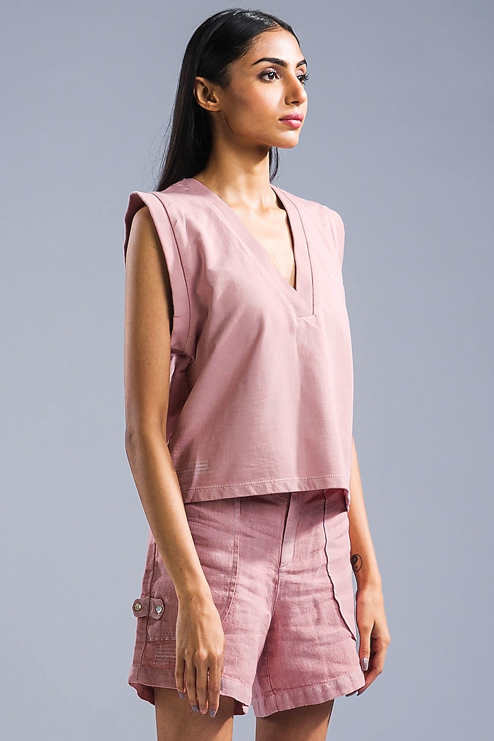 Dusky Pink Terry Cotton T-Shirt by Primal Gray at Pernia's Pop Up Shop