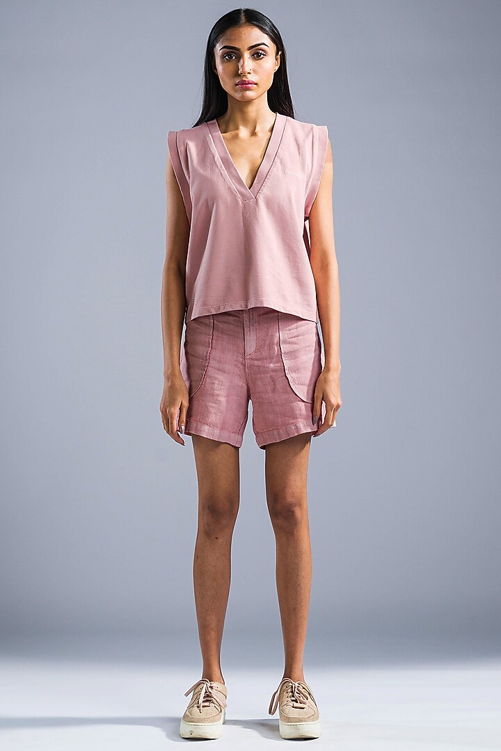 Dusky Pink Terry Cotton T-Shirt by Primal Gray at Pernia's Pop Up Shop