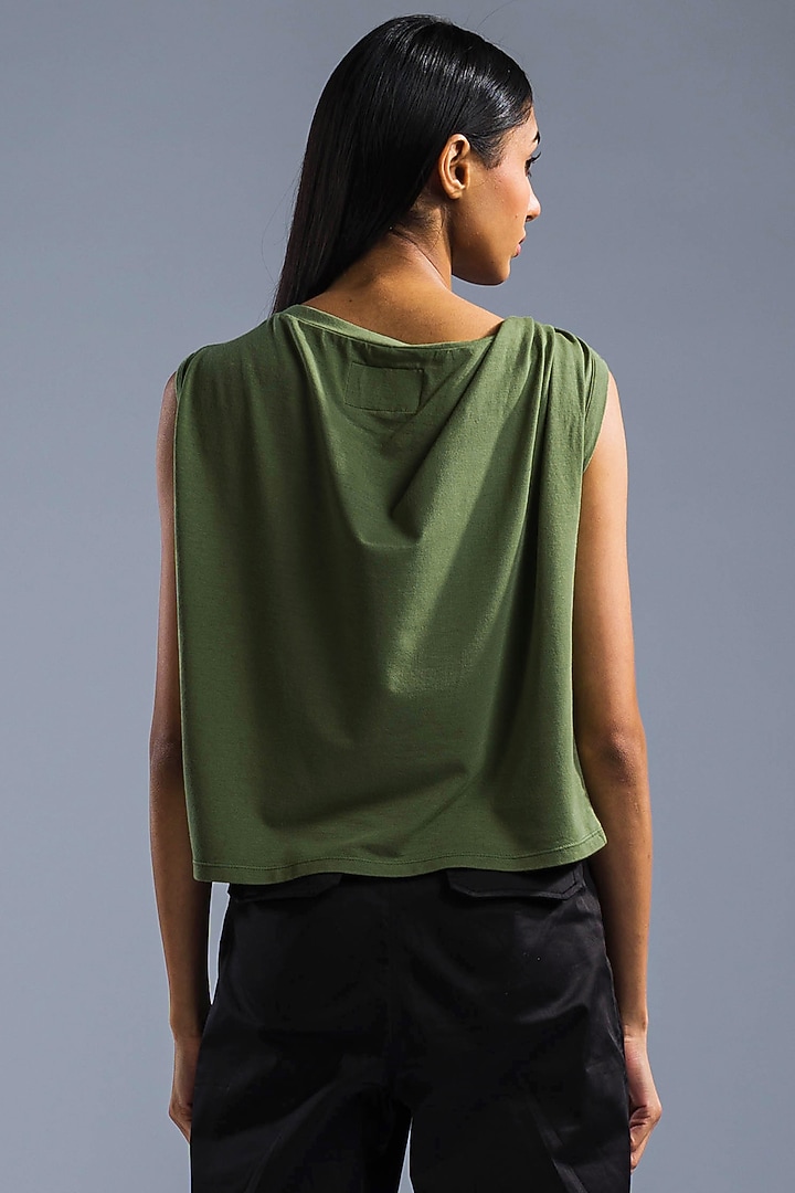 Green Cotton Modal Knotted T-Shirt by Primal Gray at Pernia's Pop Up Shop