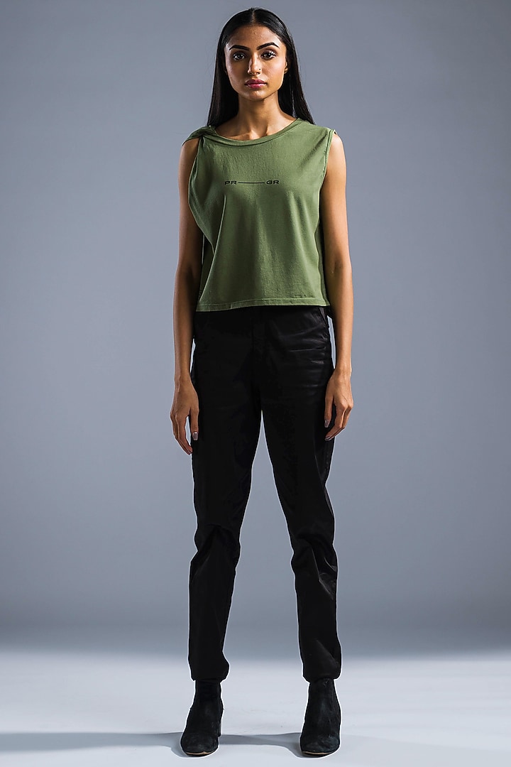 Green Cotton Modal Knotted T-Shirt by Primal Gray at Pernia's Pop Up Shop