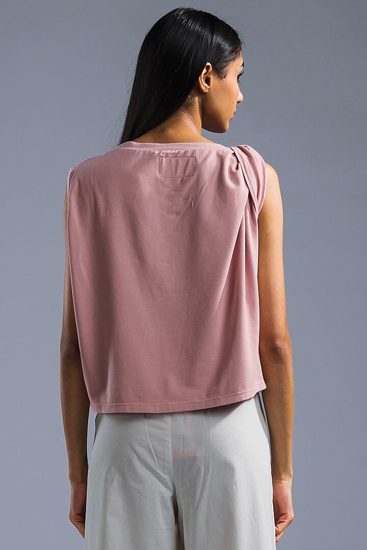Dusky Pink Cotton Modal Knotted T-Shirt by Primal Gray at Pernia's Pop Up Shop