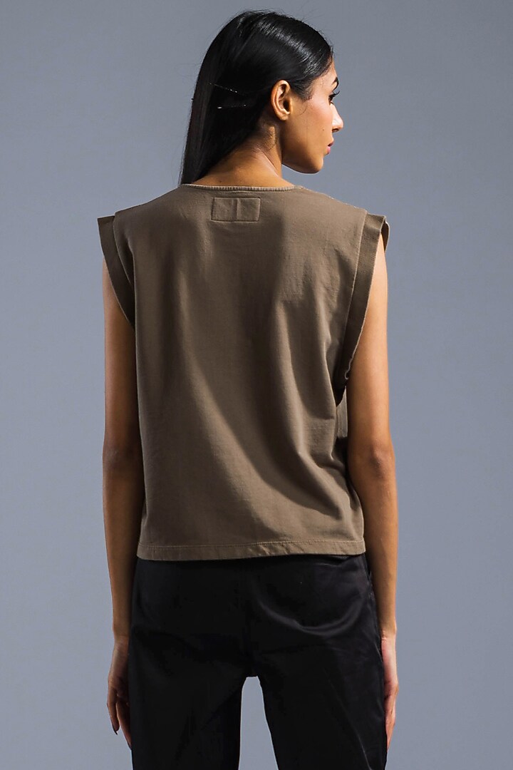 Taupe Terry Cotton T-Shirt by Primal Gray at Pernia's Pop Up Shop
