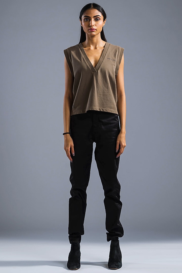 Taupe Terry Cotton T-Shirt by Primal Gray at Pernia's Pop Up Shop