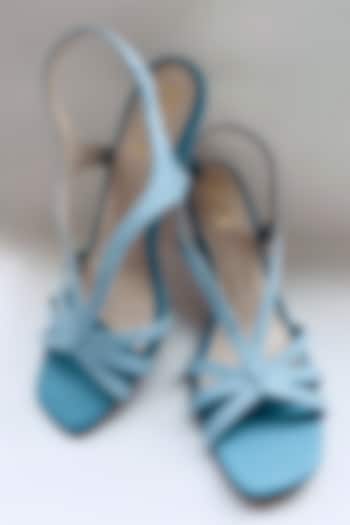 Blue Vegan Leather Pencil Heels by House of Prisca