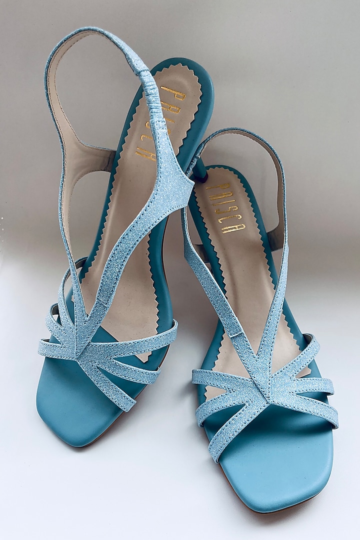Blue Vegan Leather Pencil Heels by House of Prisca