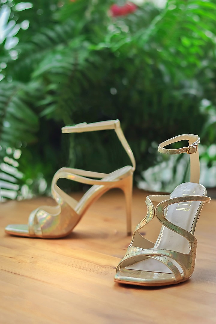 Gold Vegan Leather Pencil Heels by House of Prisca