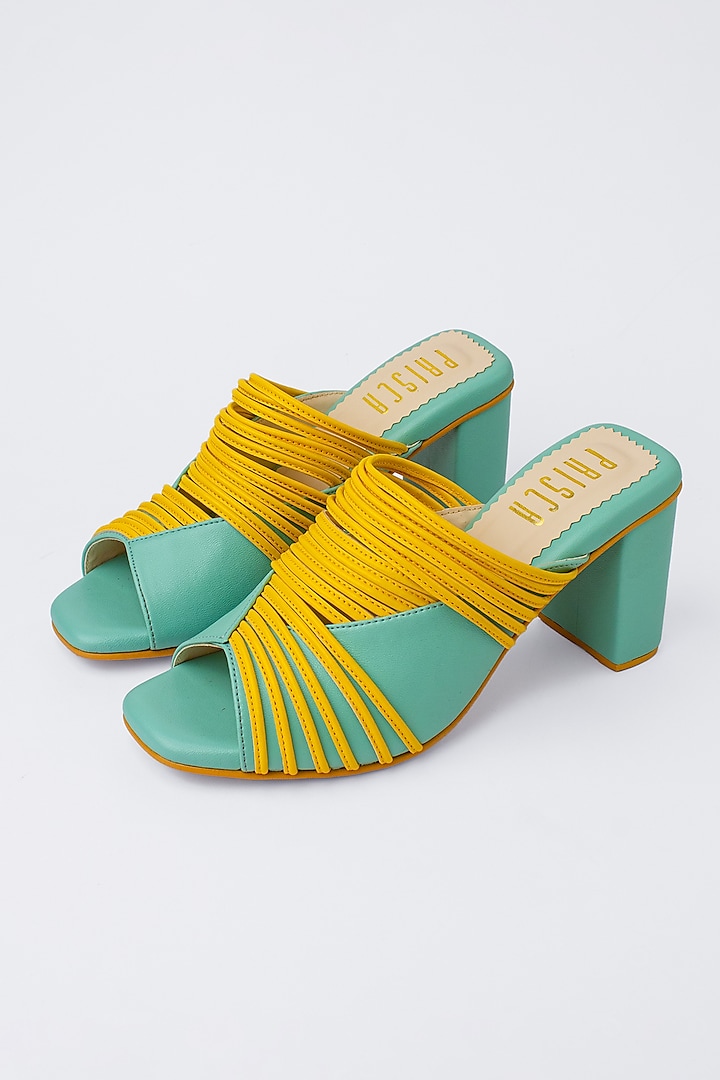 Yellow Vegan Leather Double-Shaded Heels by House of Prisca at Pernia's Pop Up Shop