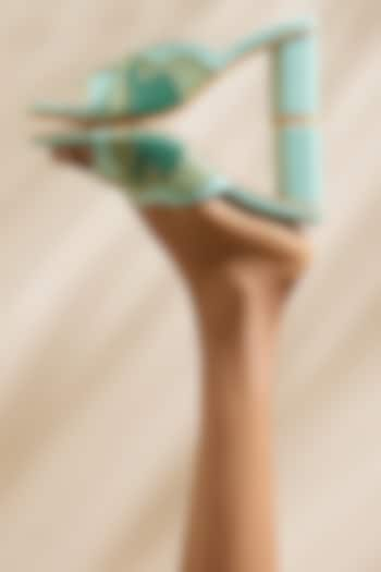 Ocean Green Vegan Leather Heels by House of Prisca at Pernia's Pop Up Shop