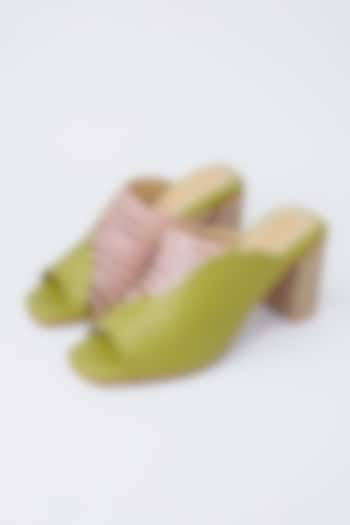 Green Vegan Leather Heels by House of Prisca at Pernia's Pop Up Shop