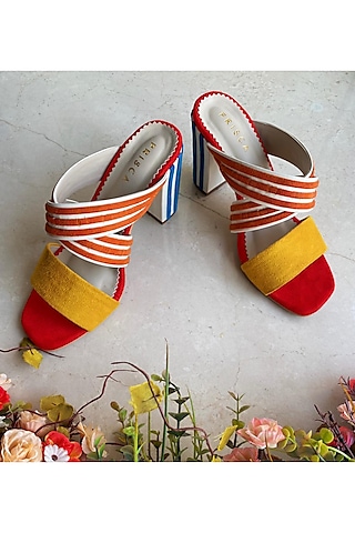 Multi-Colored Striped Block Heels by House of Prisca