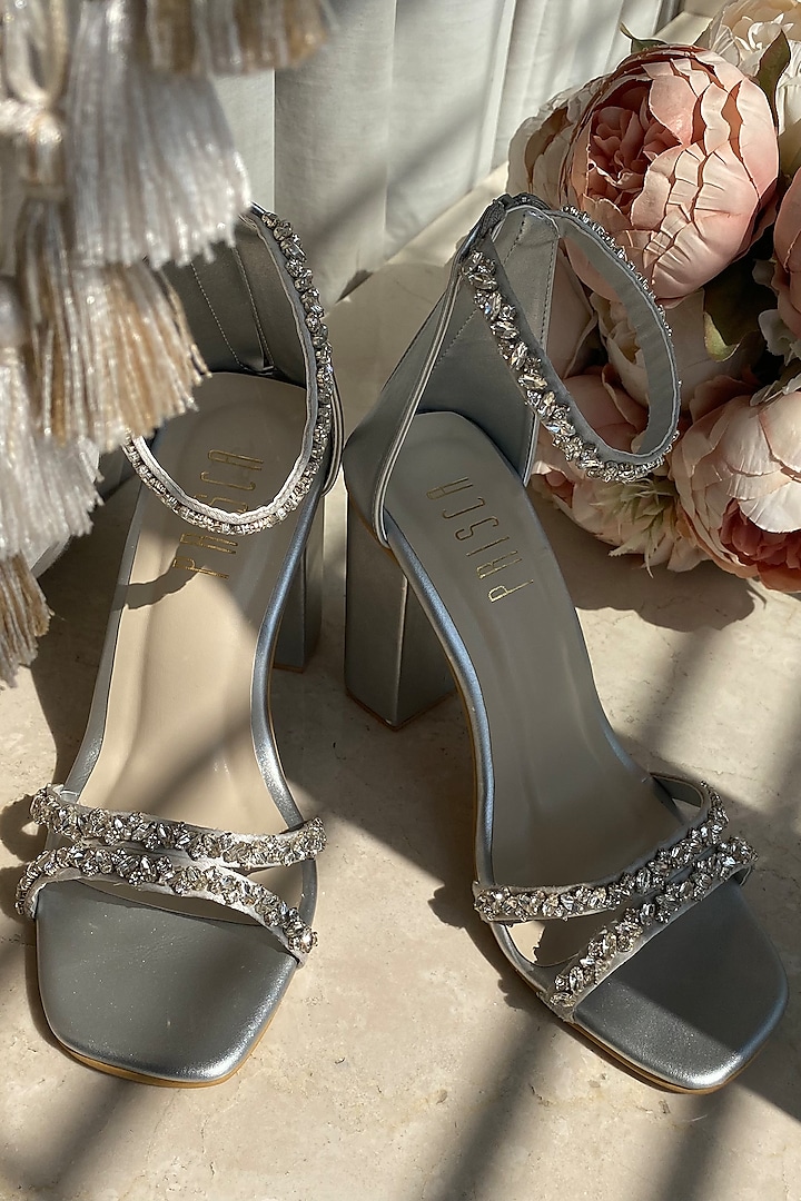 Silver Diamond Embellished Heels by House of Prisca