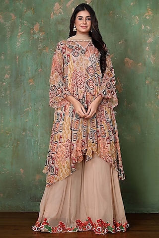 Blush Pink Embroidered Sharara Set by PREETI JHAWAR